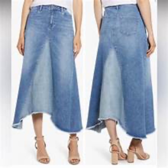 Wash lab “Selma” pieced 2 tone sky denim skirt - Picture 4 of 16